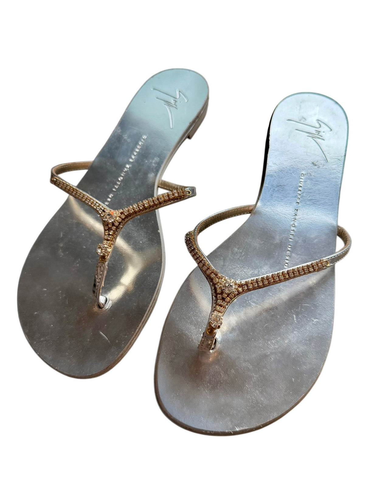 Giuseppe Zanotti silver sandals with crystal embellishments (37.5)