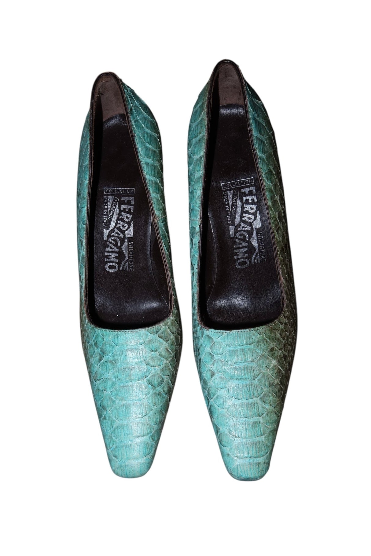 Salvatore Ferragamo blue python heels (7)