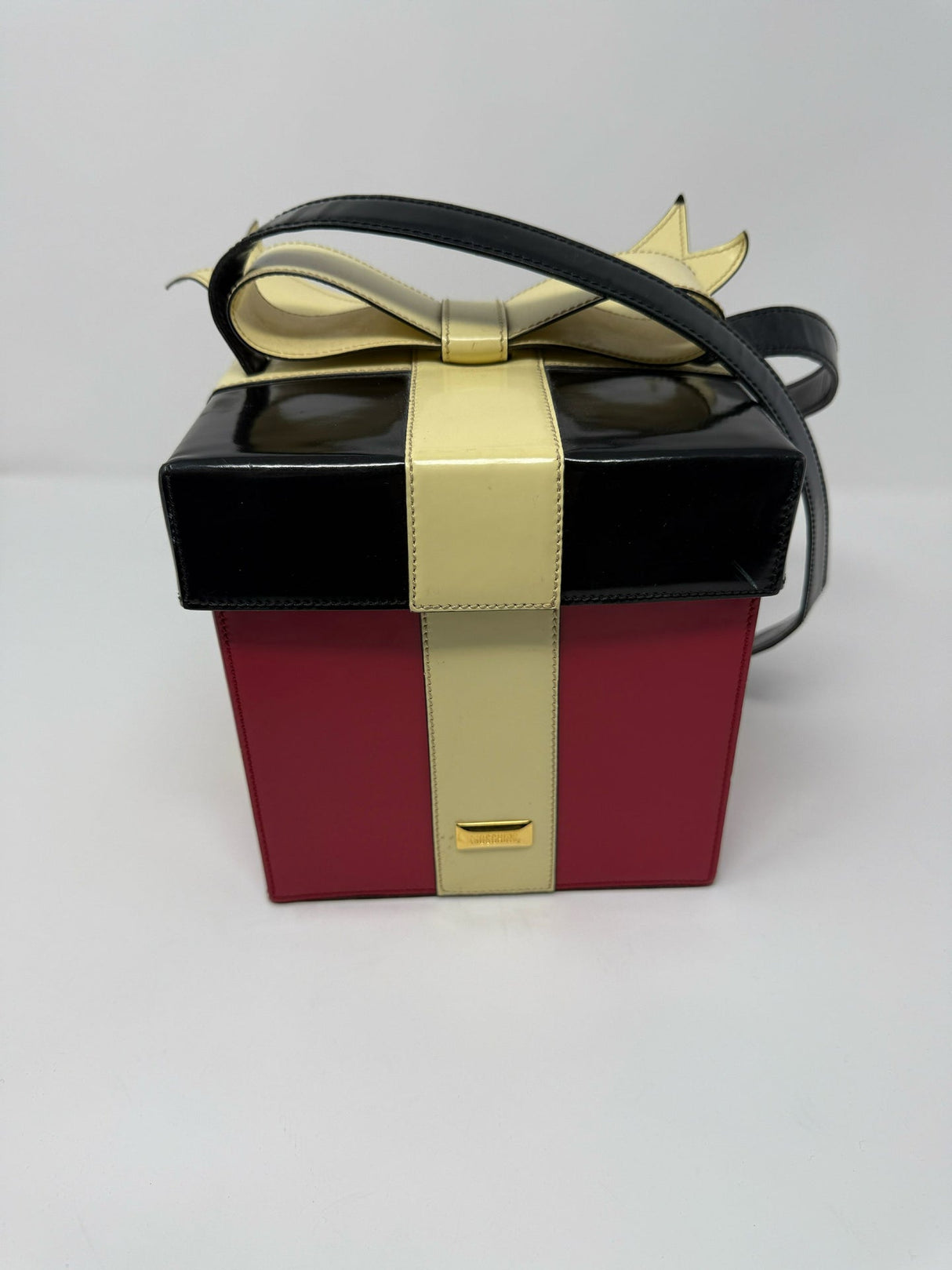 Moschino Red & Black Leather Box Bag