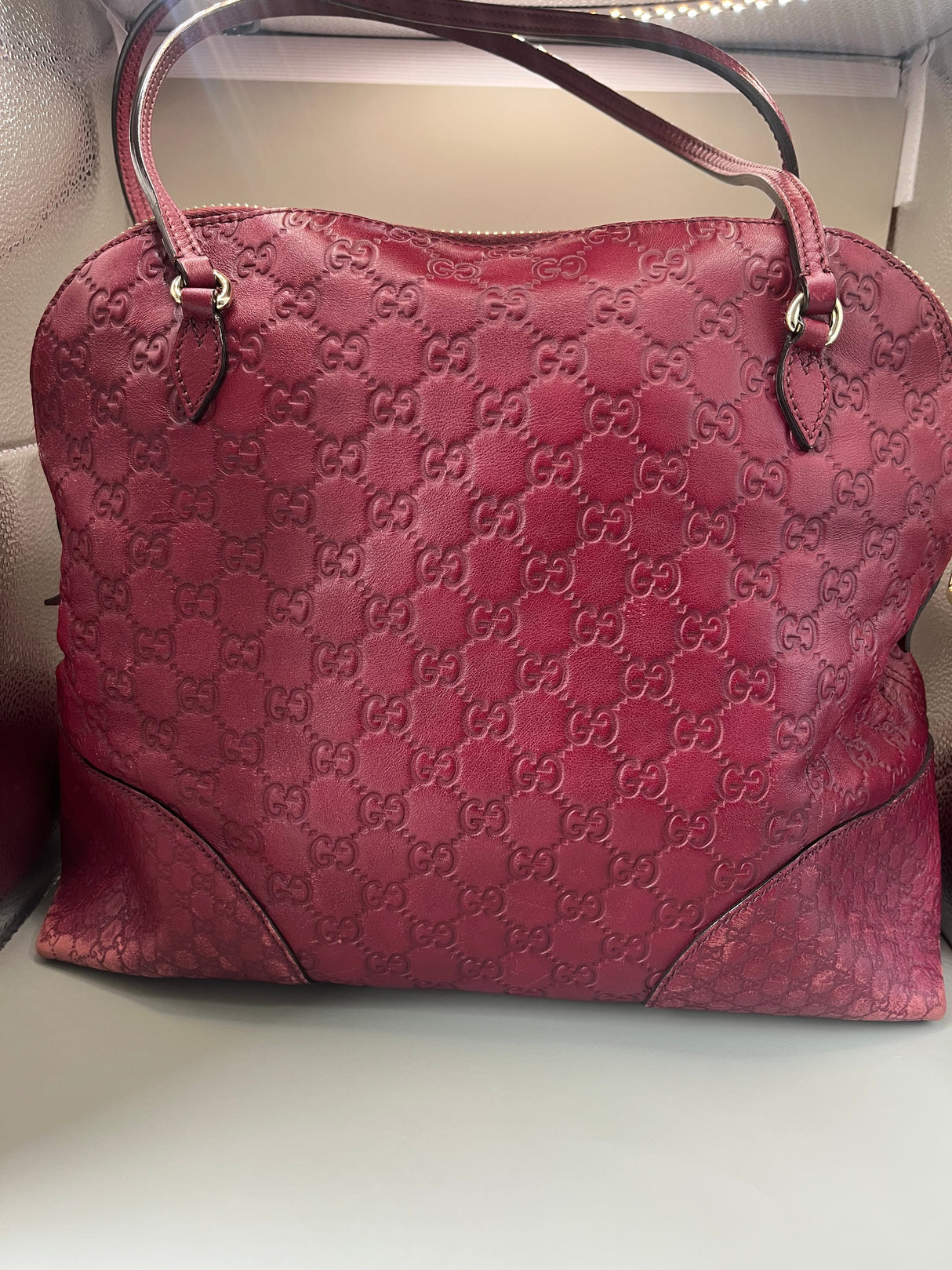 Vintage Y2K Red Gucci Bree Guccissima Tote Bag