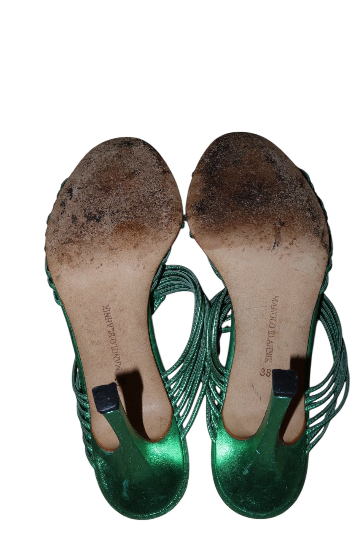 Manolo Blahnik metallic green heels (38)
