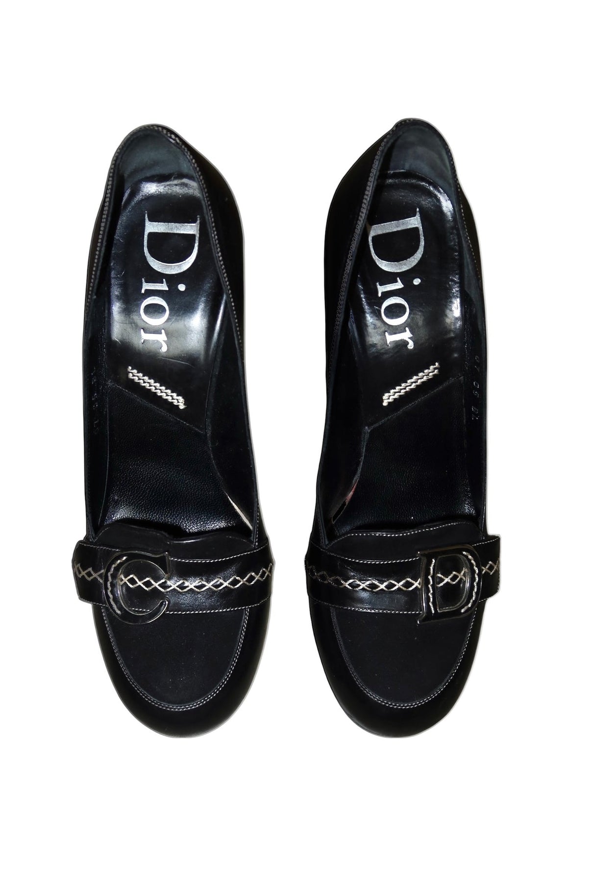 Dior black round toe heels with CD logo (39.5)