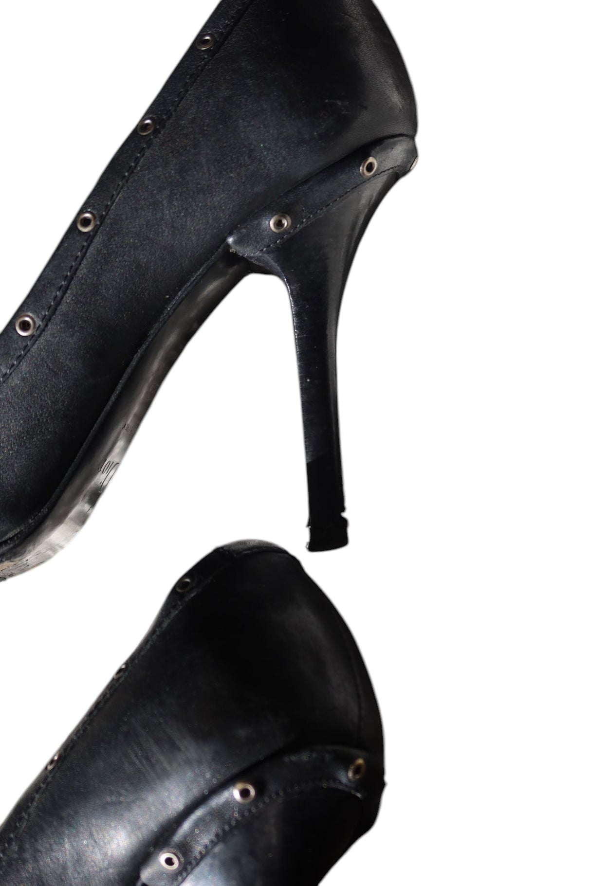 Dior black leather heels with iconic D buckle chain embellishment (36.5)