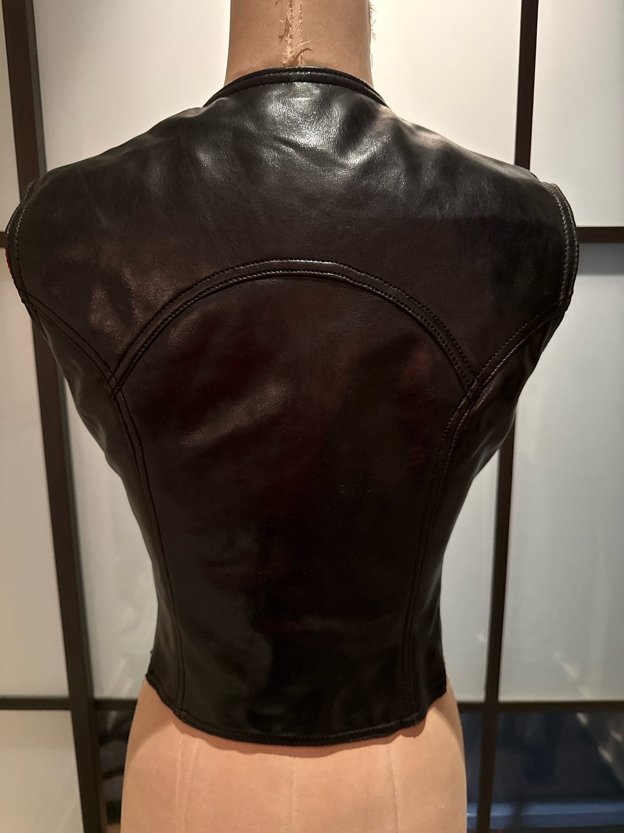 Moschino Size 10 Black Faux Leather Vest Vintage
