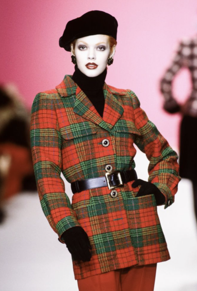 Yves Saint Laurent Tartan Coat with Belt FW 1994