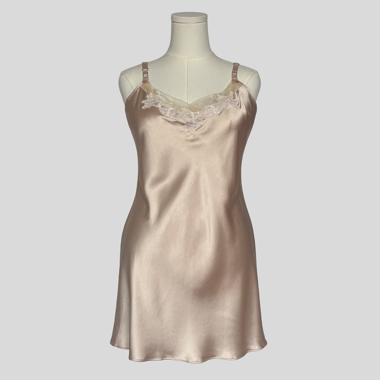 Lace detail slip in beige