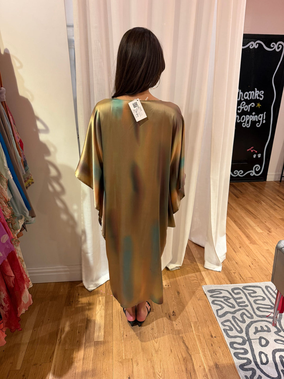 100% silk printed kaftan - sku tuv #22345