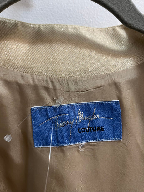 Vintage Thierry Mugler Gold Glitter Evening Jacket size medium