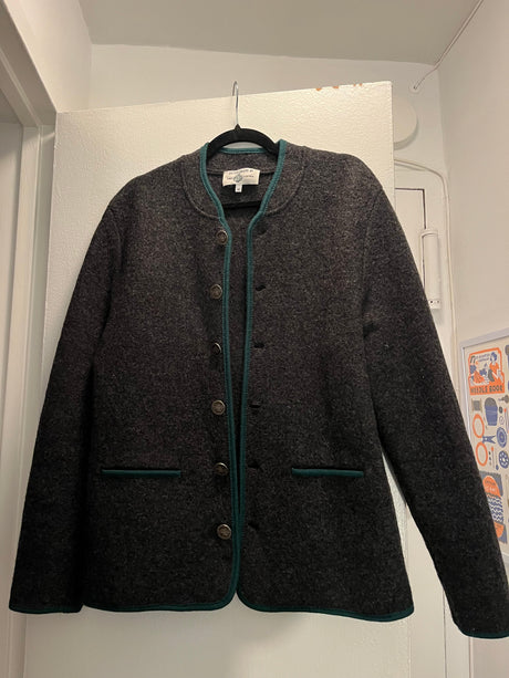 Vintage Gray Scheiber M Austria Tyrol Boiled Wool Jacket Loden Trachten Blazer Sigi Size 46