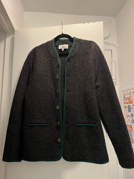 Vintage Gray Scheiber M Austria Tyrol Boiled Wool Jacket Loden Trachten Blazer Sigi Size 46