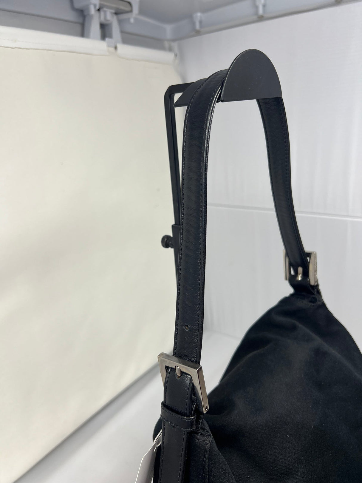 #69 Fendi Mamma Baguette Black neoprene Leather