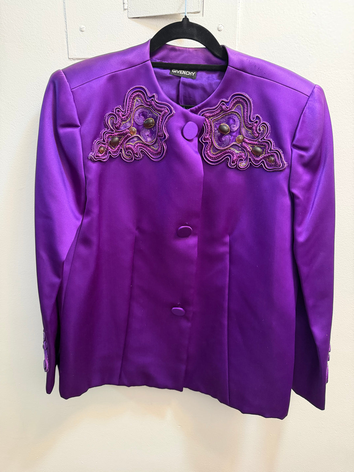 Vintage Purple Givenchy Embellished Blazer with Stunning Embroidery- size M