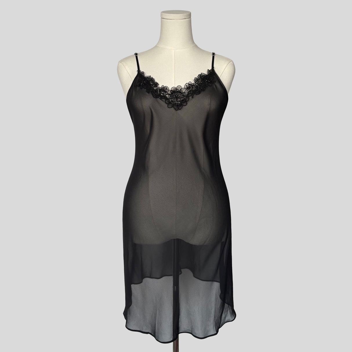 Embellished sheer slip dress