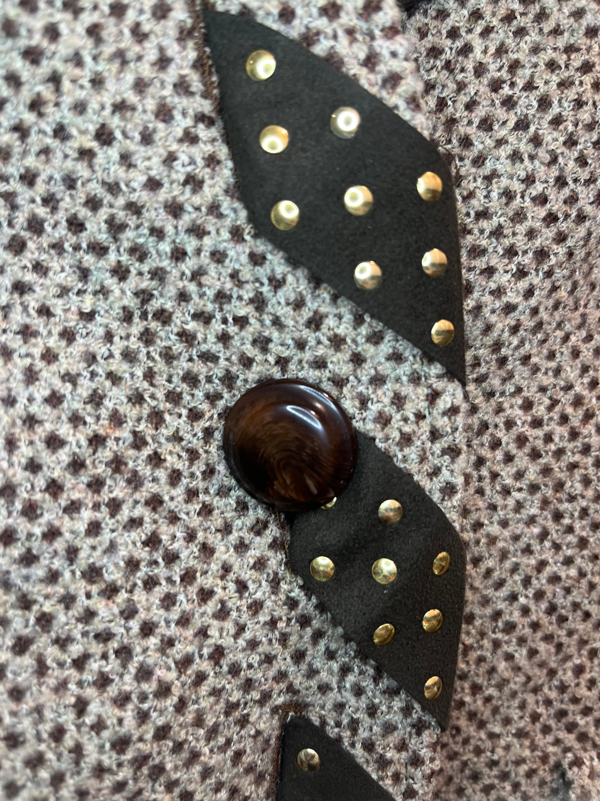 Valentino boutique Brown Tweed blazer with brown and gold details size 8