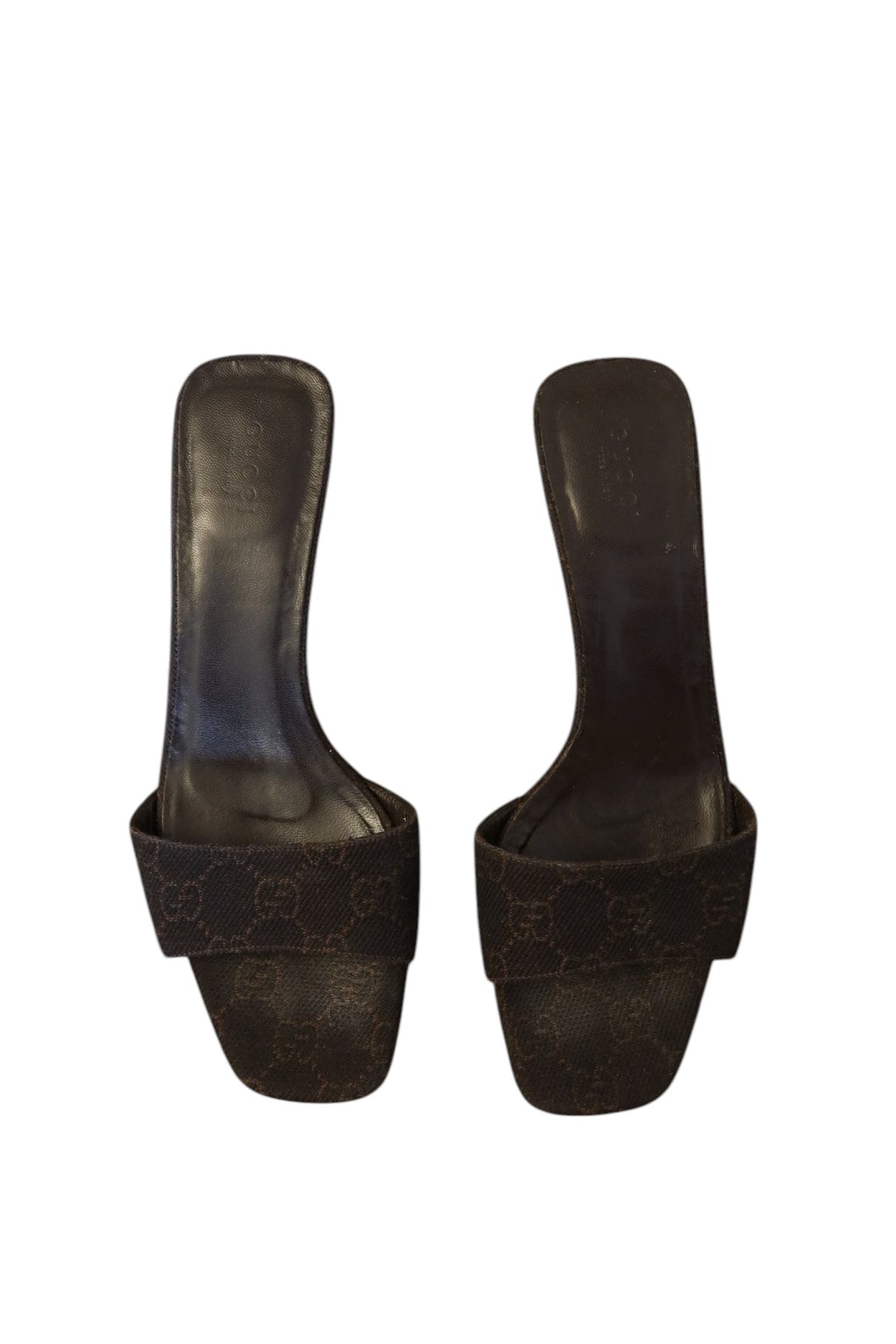 Gucci GG monogram dark brown mules (6.5B)