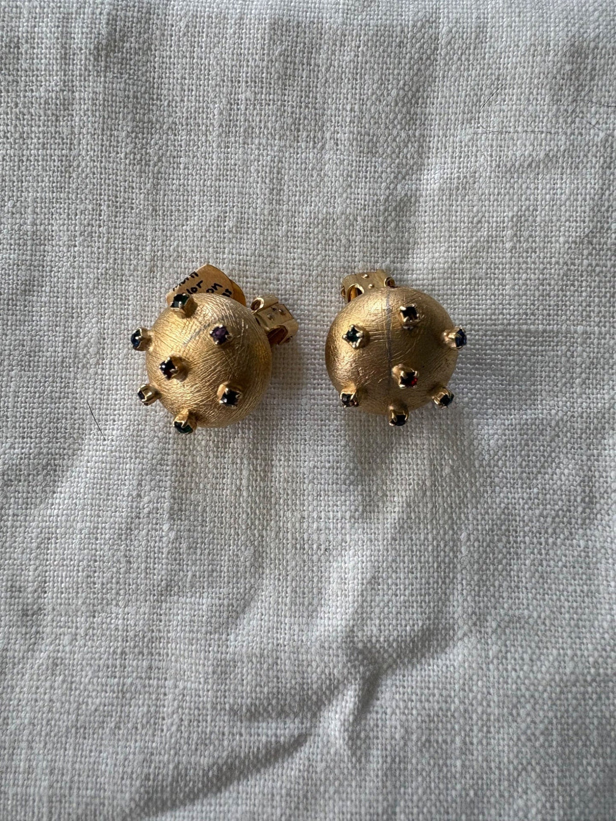 Gold multi color gem sputnik clip ons
