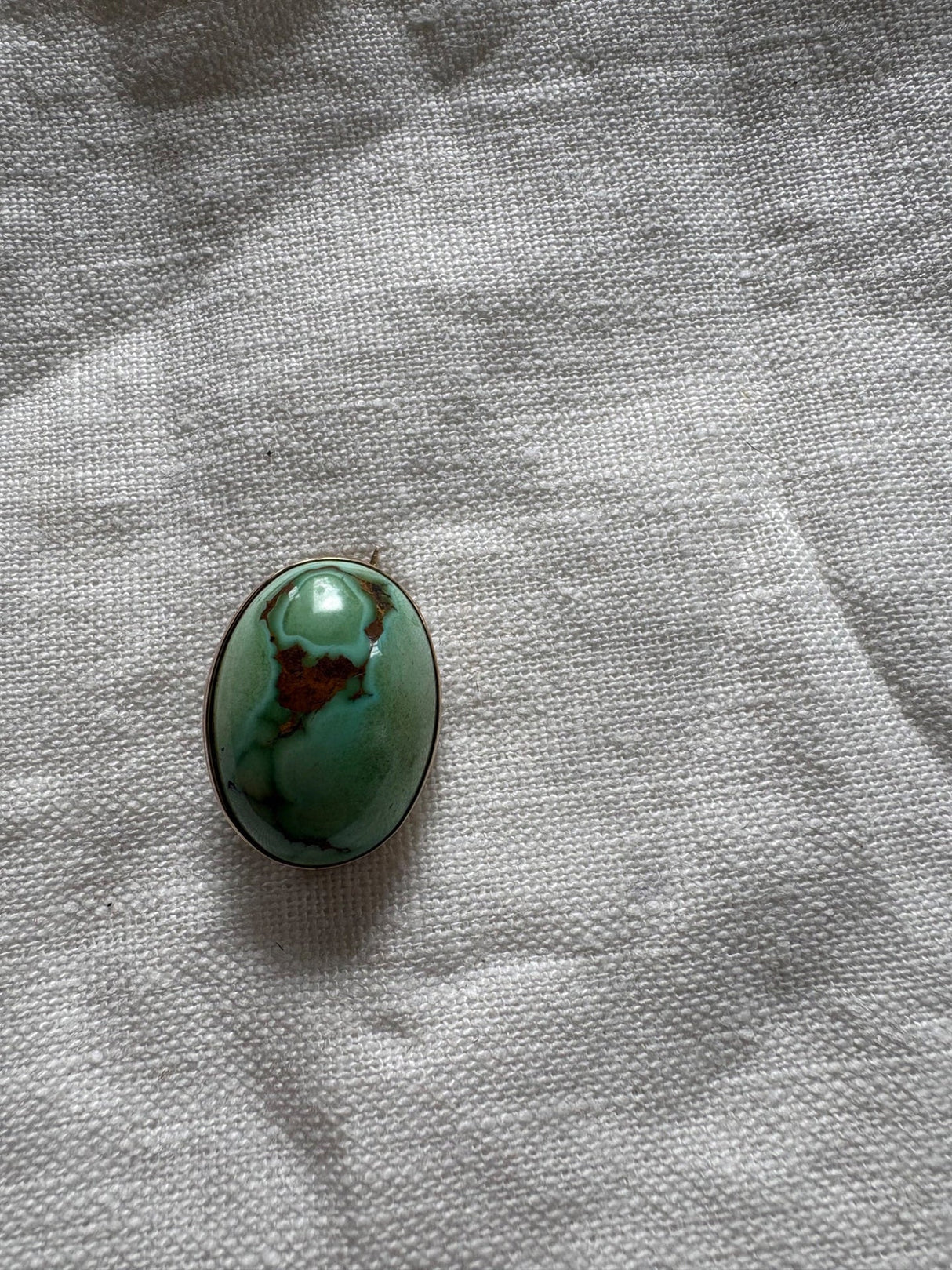 1930 Turquoise 14k gold brooch