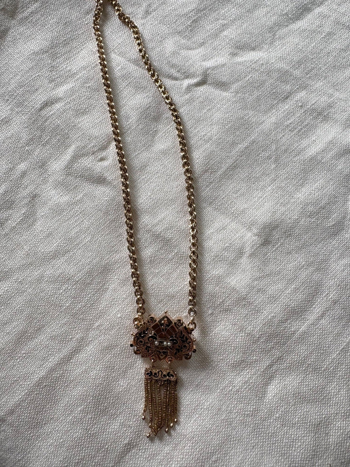 Victorian 14k gold brooch necklace