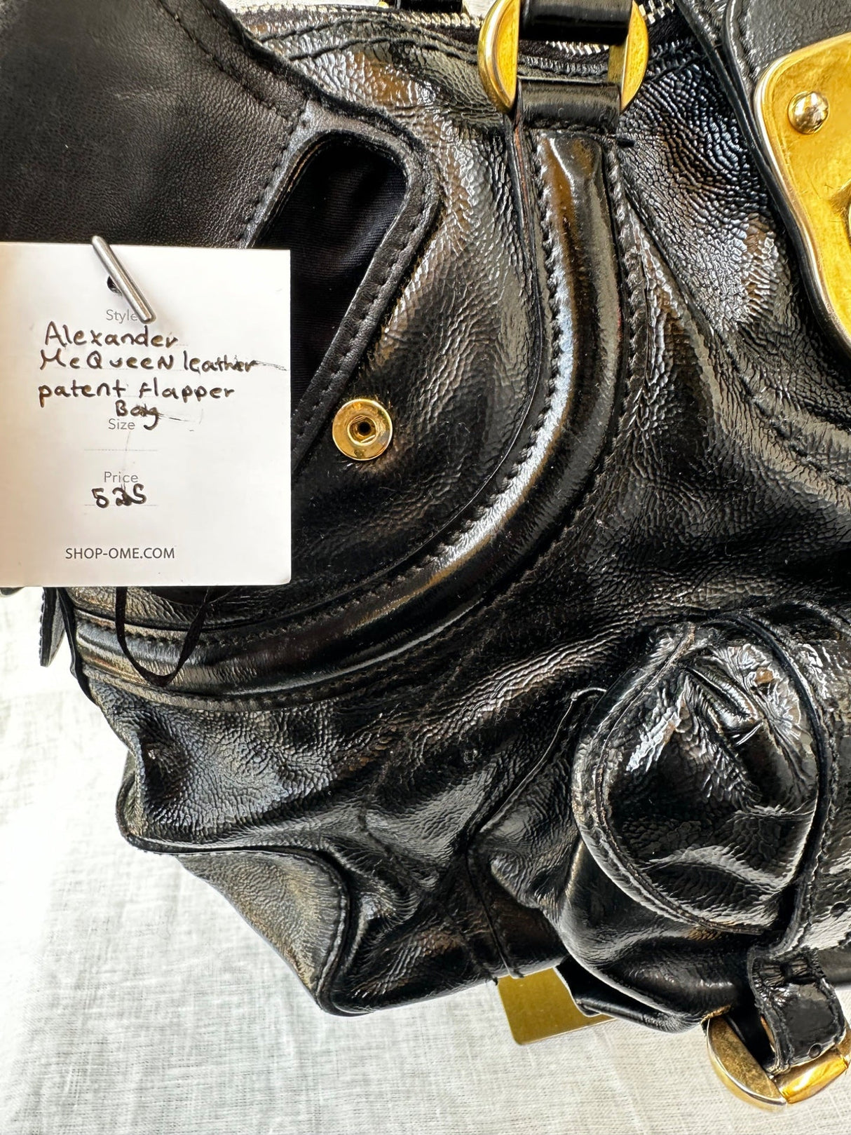Alexander McQueen Patent leather flapper bag