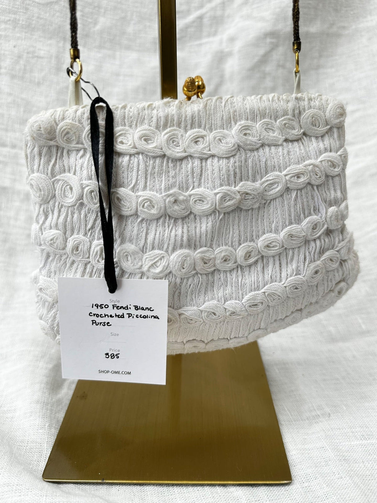 1950 Fendi Blanc Crochet Piccolina purse