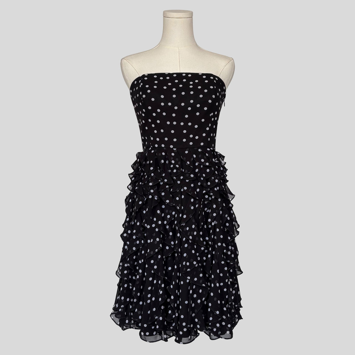 Strapless polka dot dress