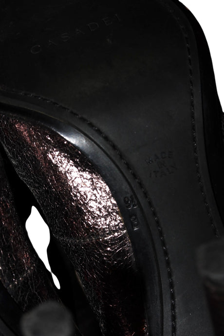 Casadei black pinstripe boots with silver details (9.5)