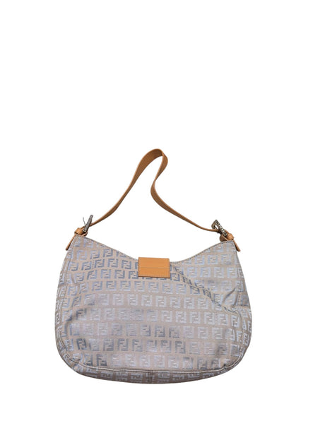 Fendi zucchino blue and beige shoulder bag