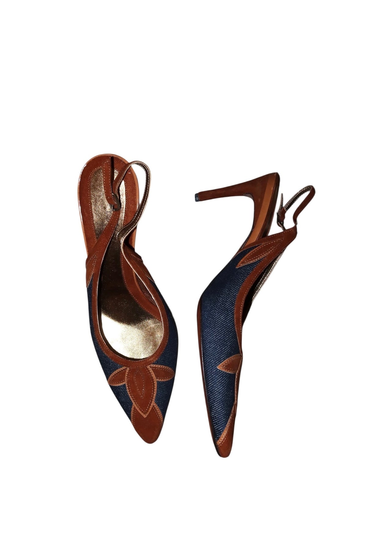 Dolce & Gabbana denim and brown suede slingback heels (35)