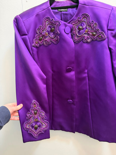 Vintage Purple Givenchy Embellished Blazer with Stunning Embroidery- size M