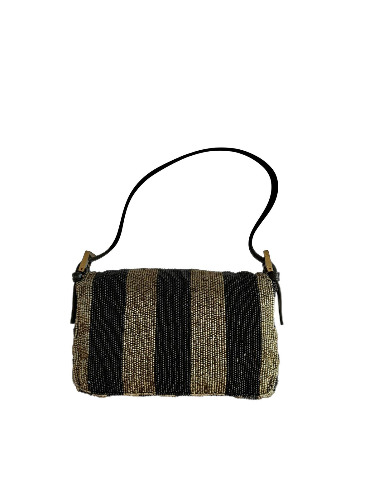 Fendi mini gold and black sequin baguette bag