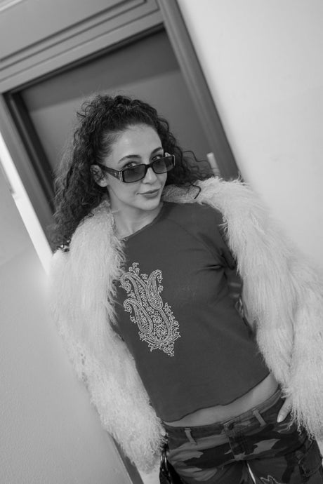 White Mongolian Fur Coat - TUV #56789