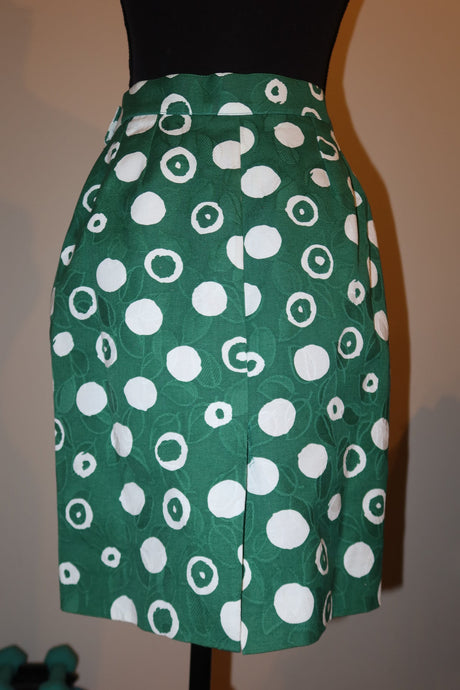 Yves Saint Laurent green and white polkadot set