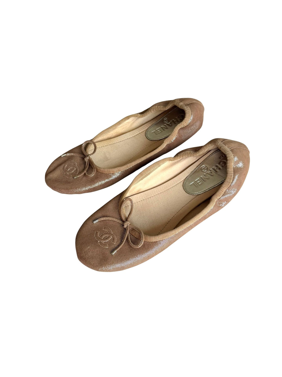 Chanel metallic rose gold ballerina flats (37)
