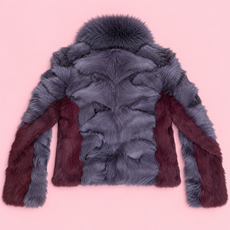 Purple & Burgundy Two-Tone Fur Jacket