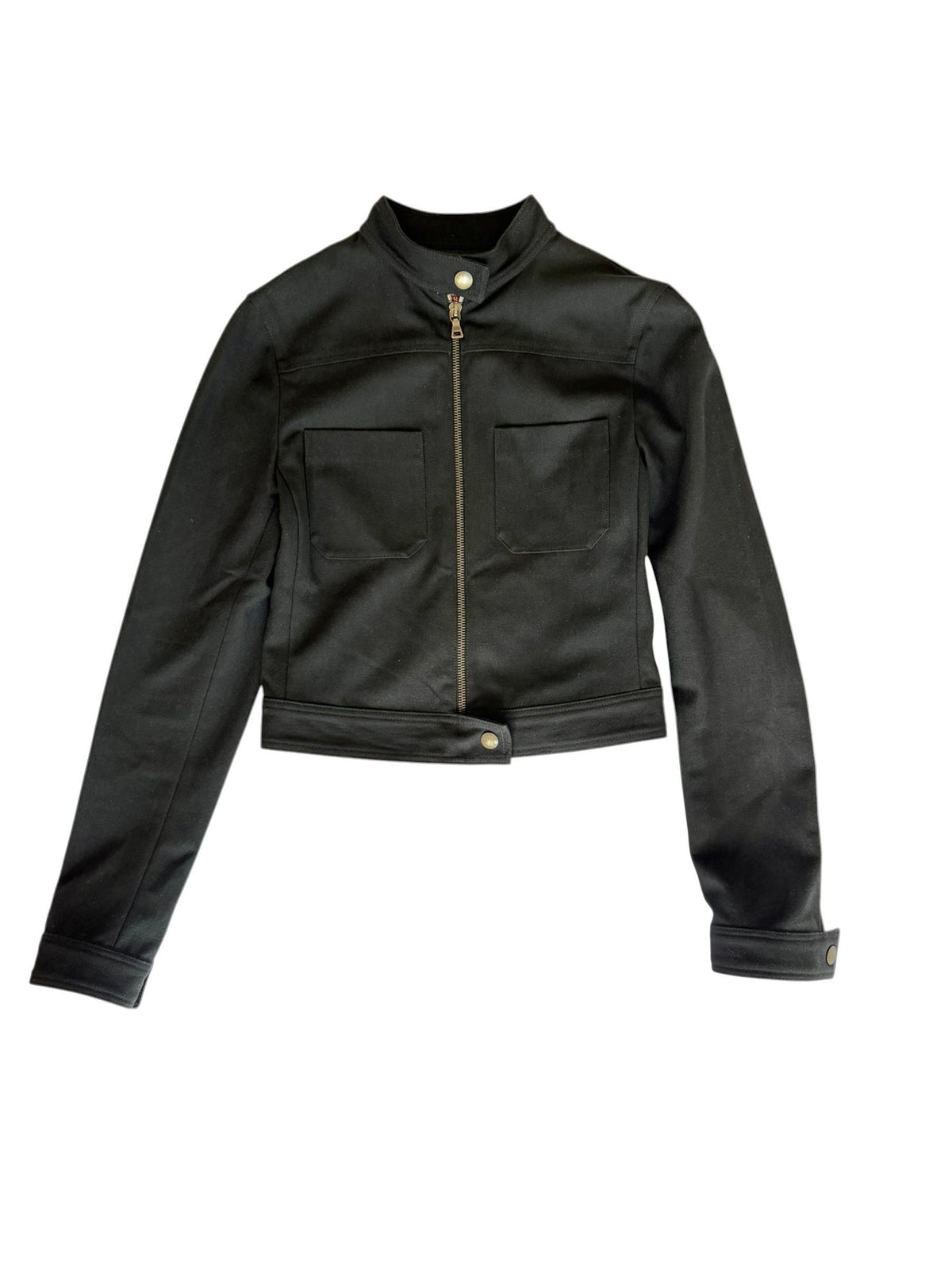 Prada black cropped moto jacket (sz 38)