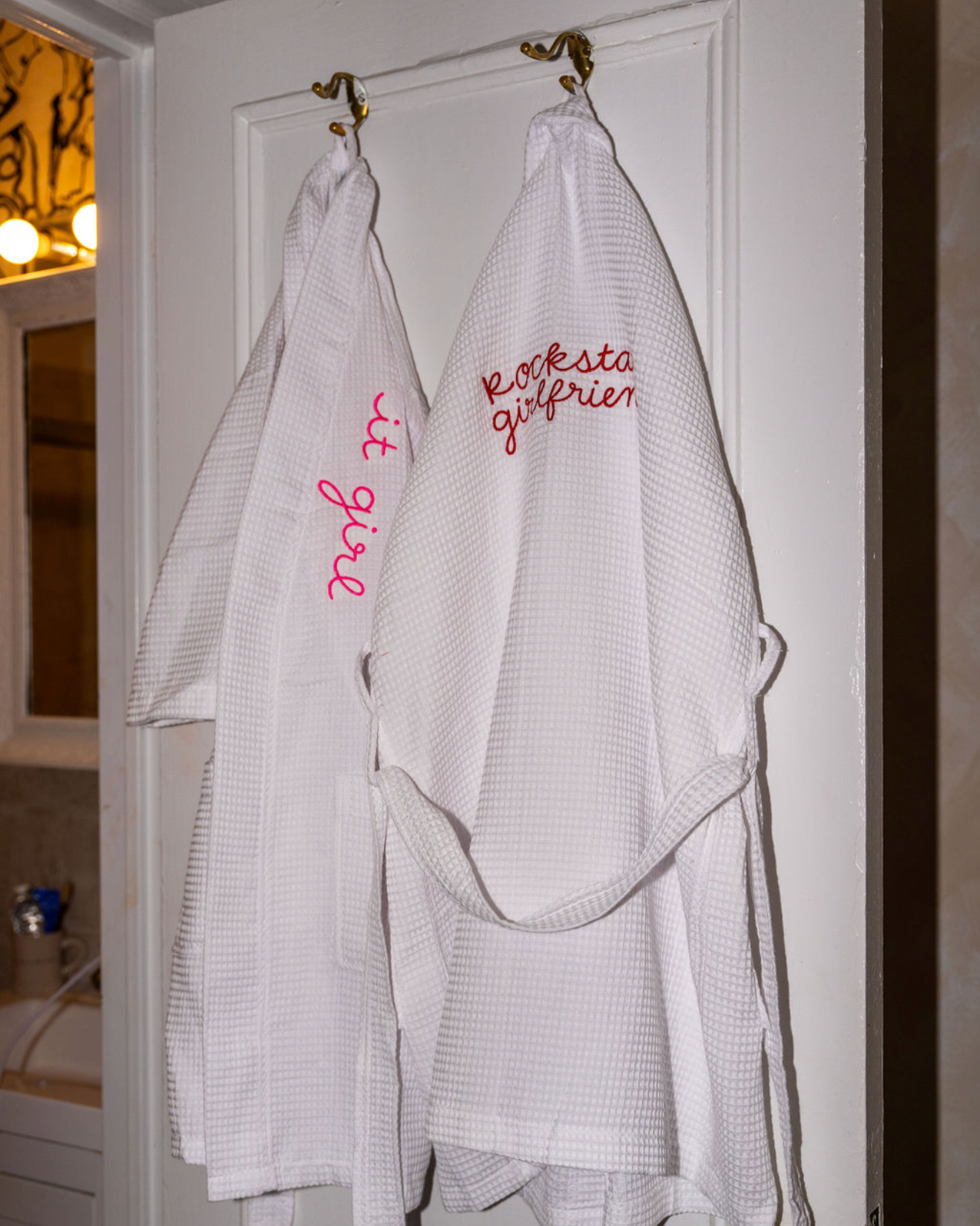 "Rockstar Girlfriend" Waffle Turkish Bathrobe