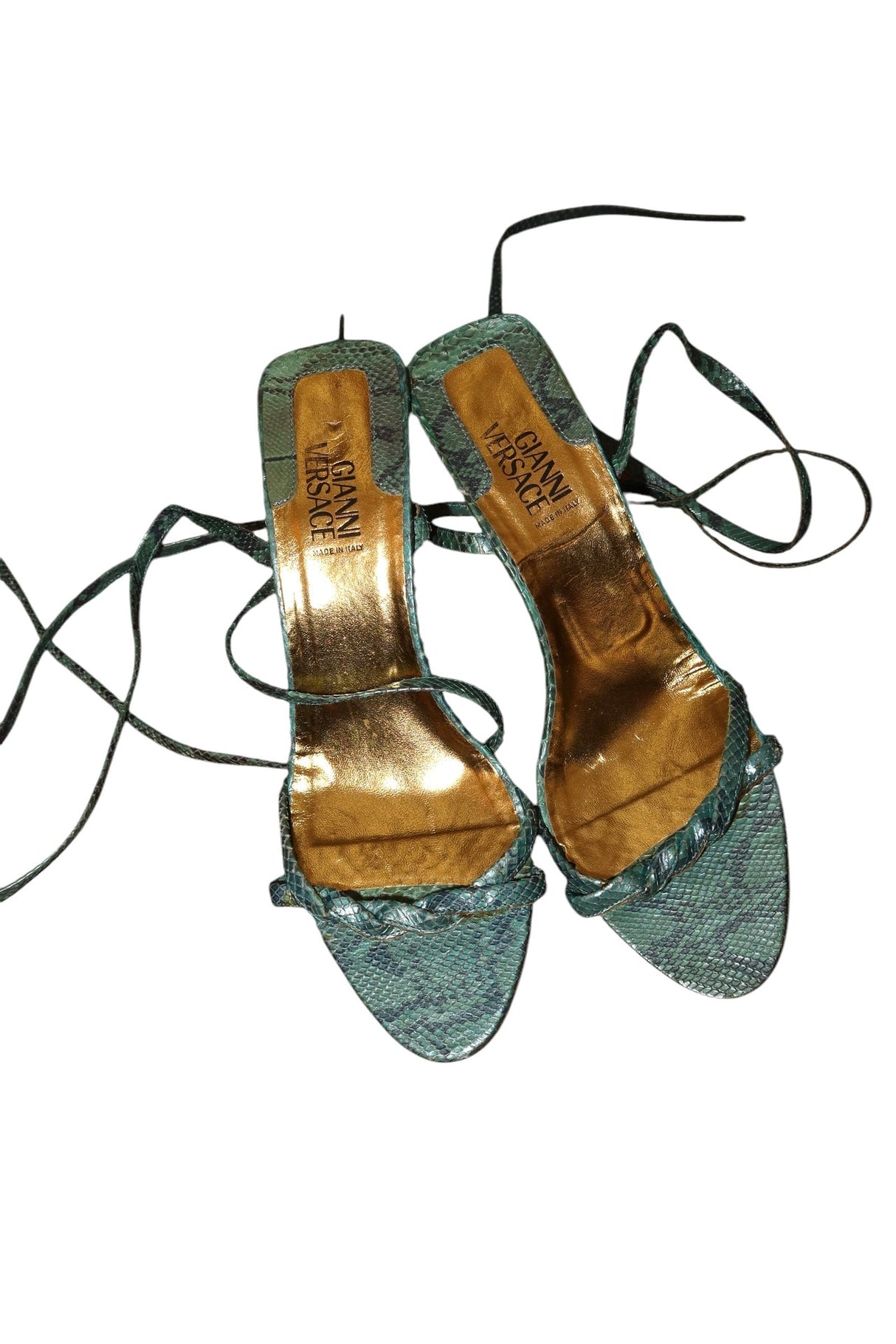 Gianni Versace blue python lace up heels (38)