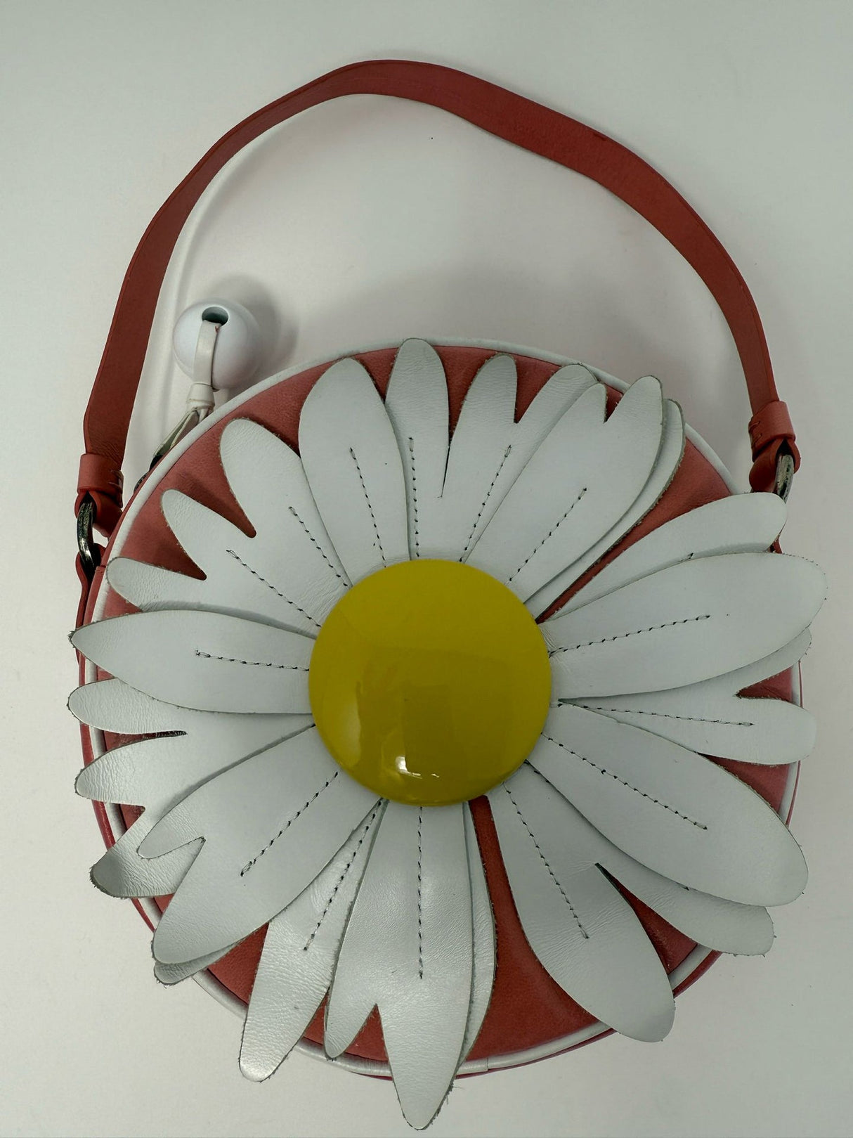 Moschino Peach and White Daisy Circle Bag