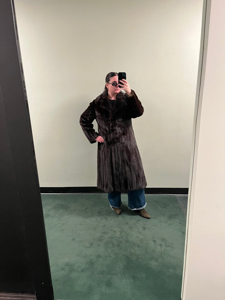 Luxurious Vintage Chocolate Full Length Mink with Button Details