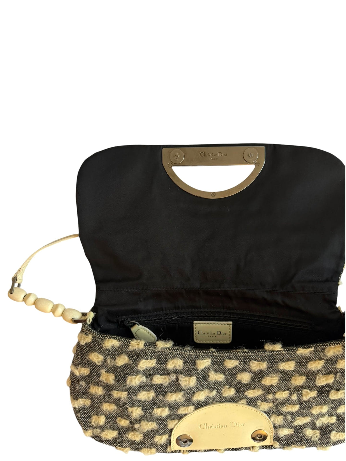 Dior Malice grey and white wool bag