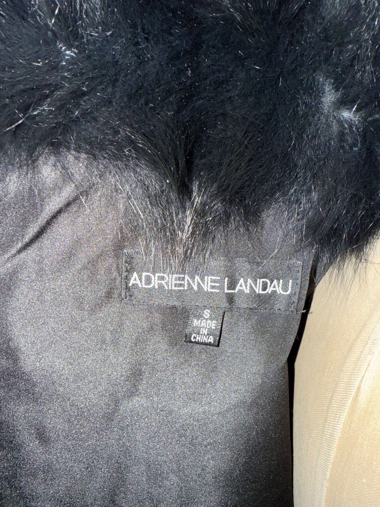 Adrienne Landau Size S Black & White Fox Rabbit Lamb Fur Vest
