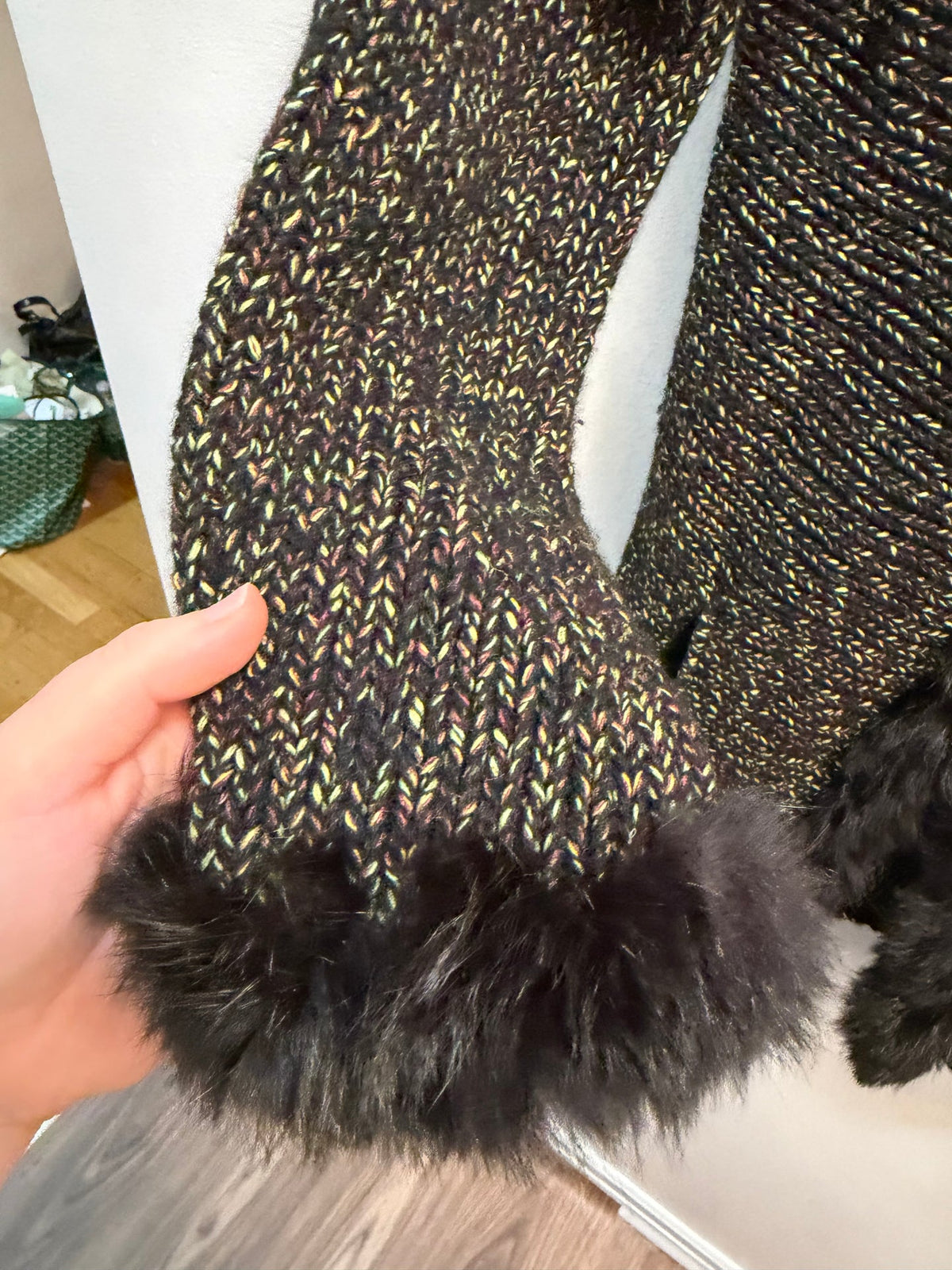 Rani Aribella Cashmere + wool fur trimmed cardigan