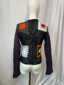 Custo Barcelona Graphic Print Crochet Long Sleeve Top