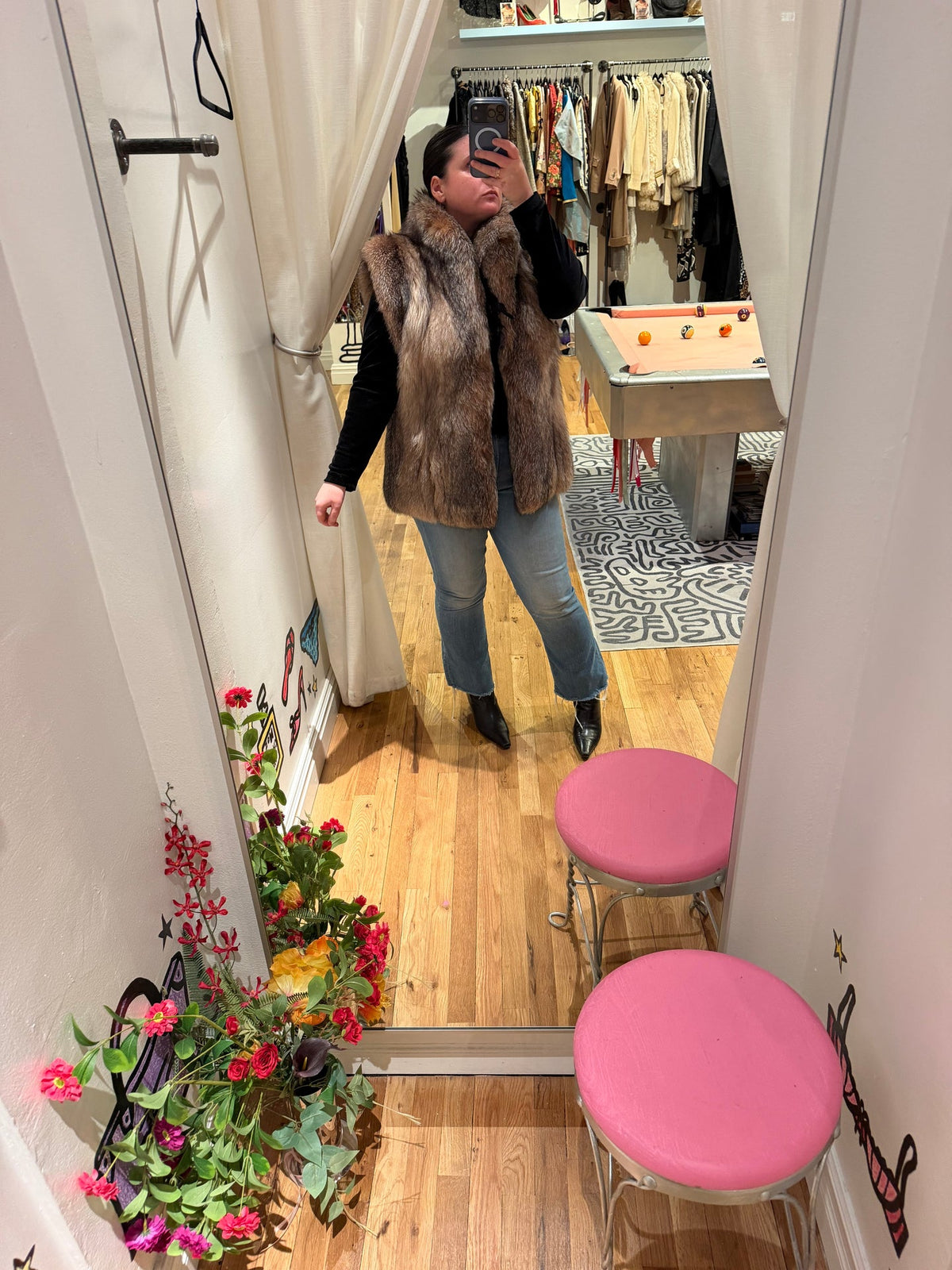 Rare red fox fur vest - TUV #0152