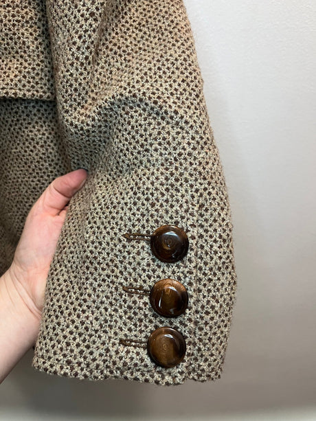Valentino boutique Brown Tweed blazer with brown and gold details size 8