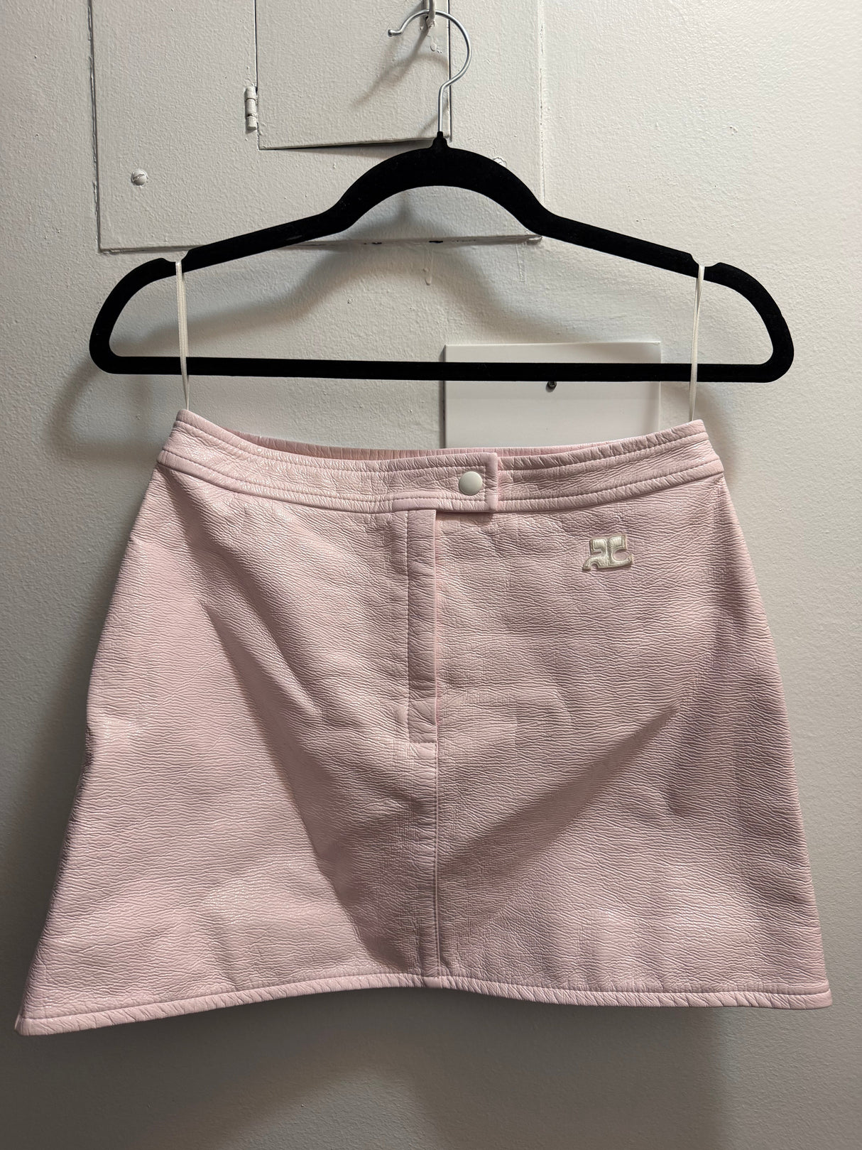 “As Is” Courreges pale pink vinyl jacket and skirt set - TUV #892132