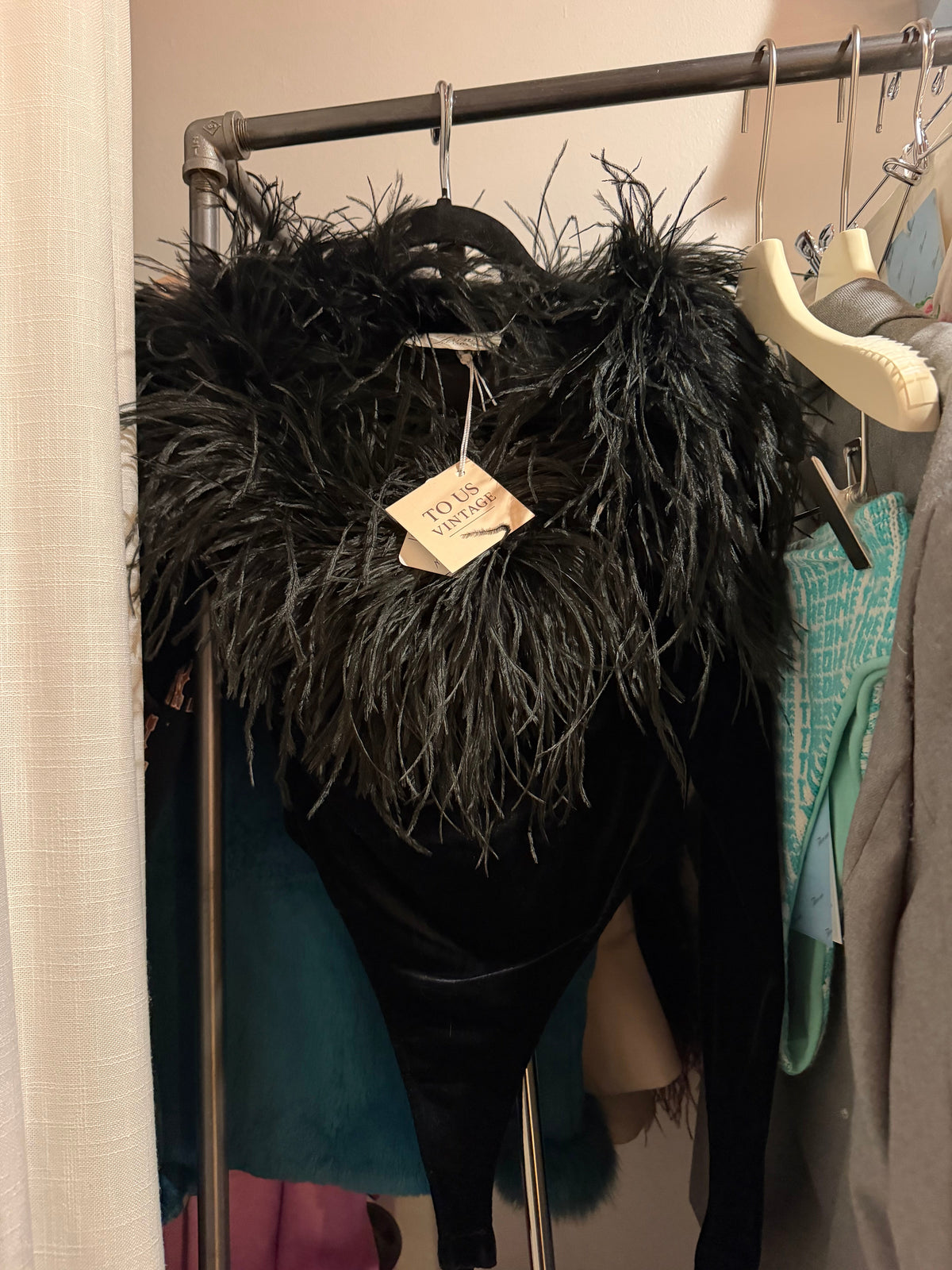 Black ostrich feather shirt