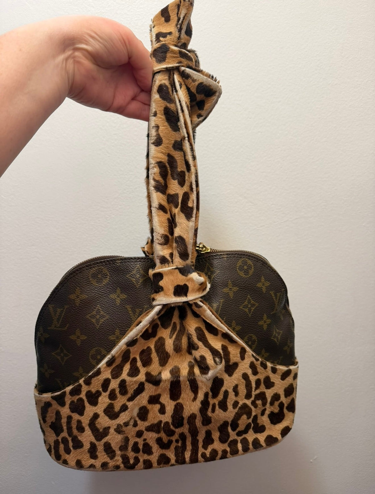 Authentic Vintage Louis Vuitton x Azzedine Alaïa 1996 Limited Edition Monogram Canvas & Leopard Calf Hair Centenaire Alma Bag “as is”