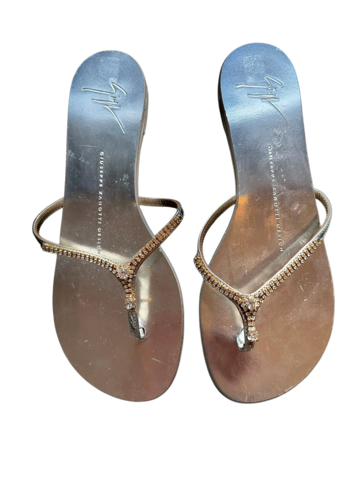 Giuseppe Zanotti silver sandals with crystal embellishments (37.5)