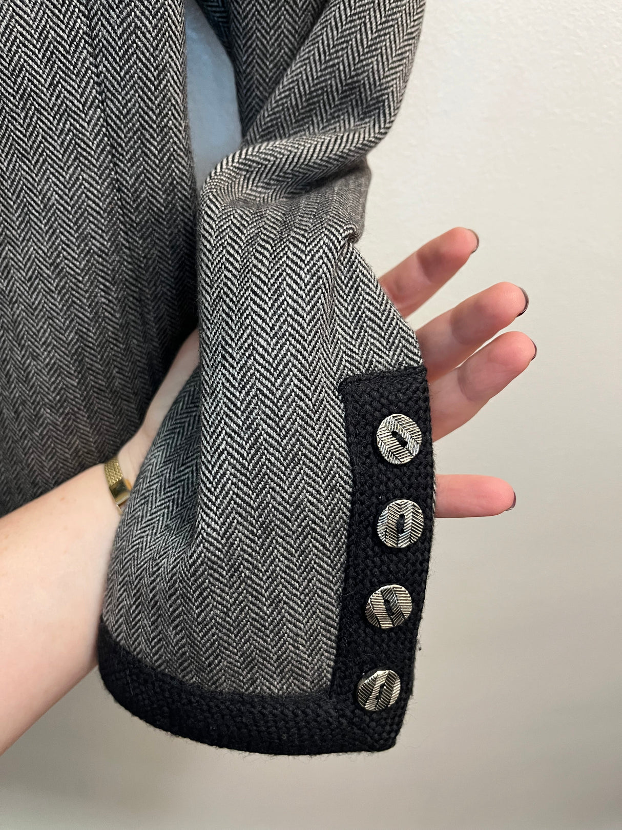 Givenchy Couture Houndstooth Gray and Black Double-Breasted Blazer Size 6